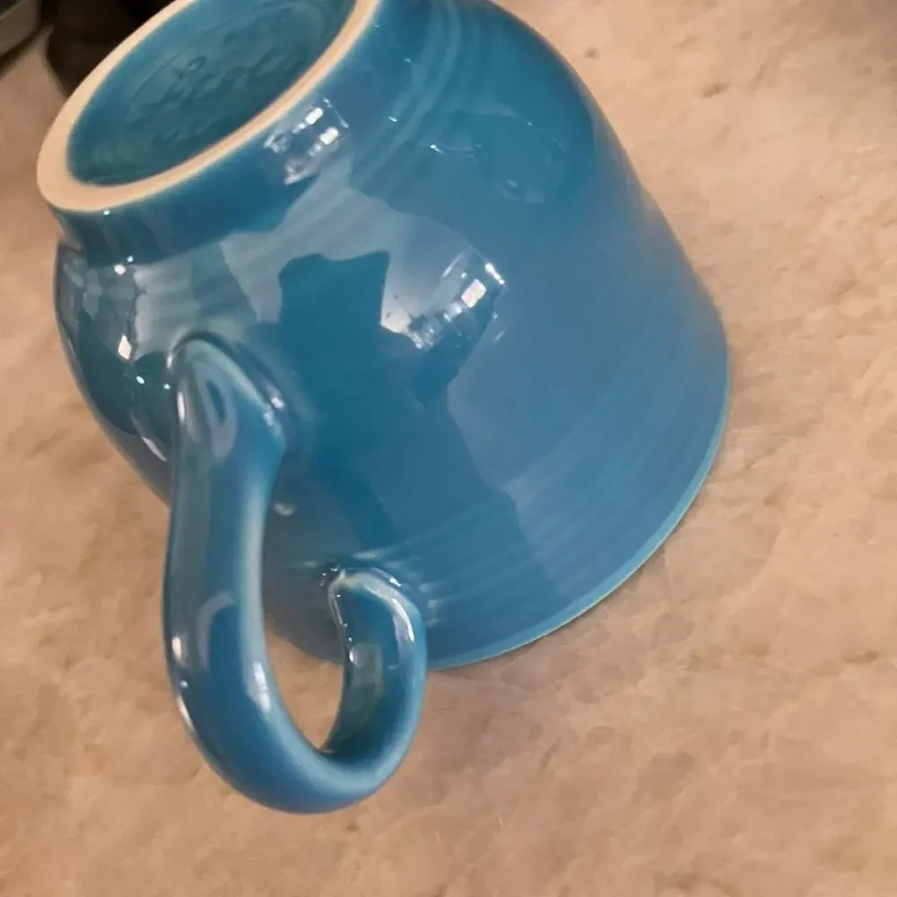 Fiesta ware teacup peacock blue retired color. Great for Hot chocolate